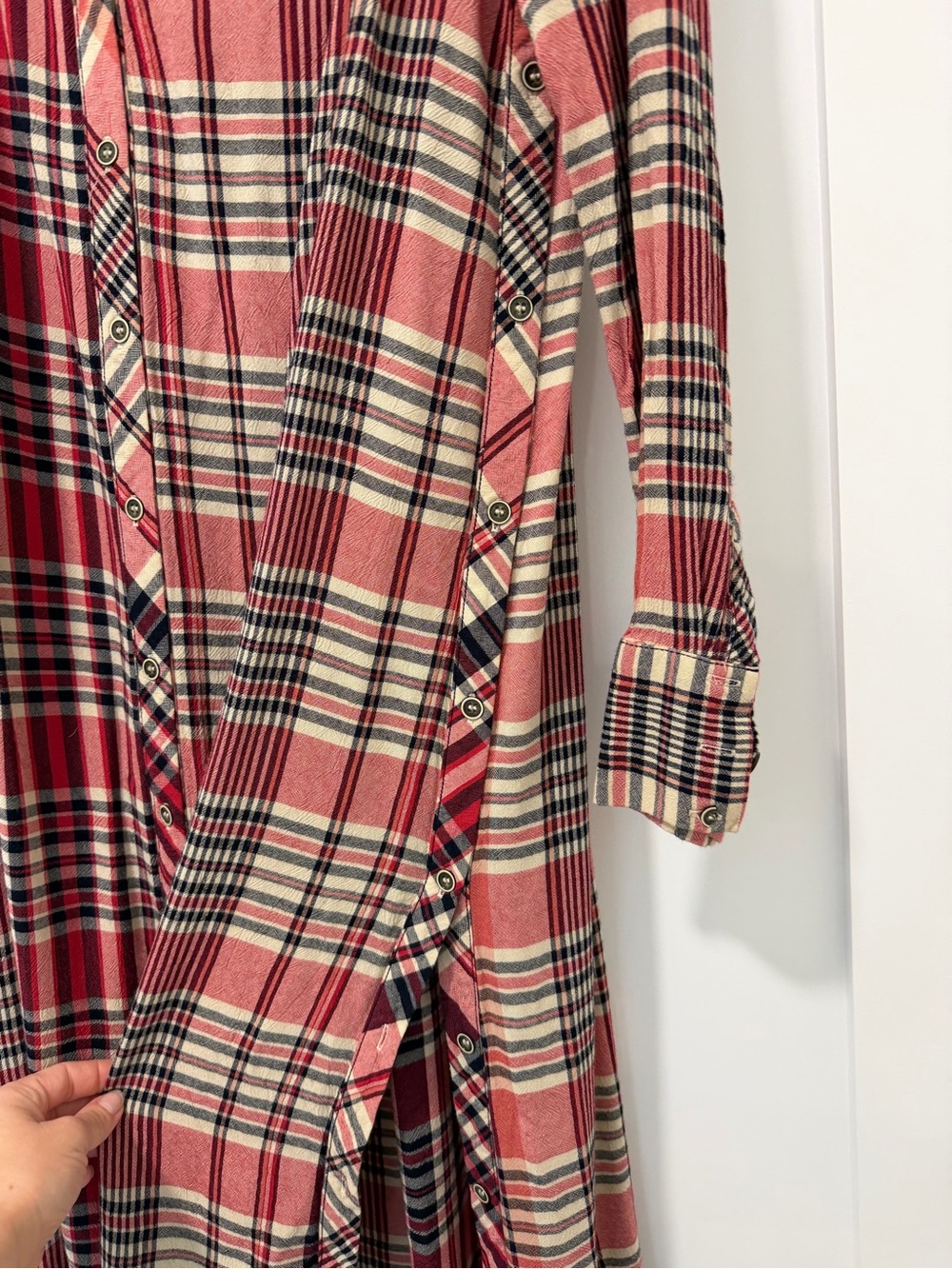 Free People Loralei Plaid Shirt Dress - Small - Picture 5 of 8
